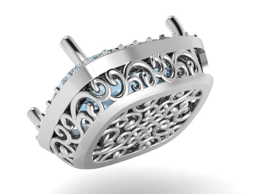 Cushion Halo Filigree Pendant 1036 3D print model_3