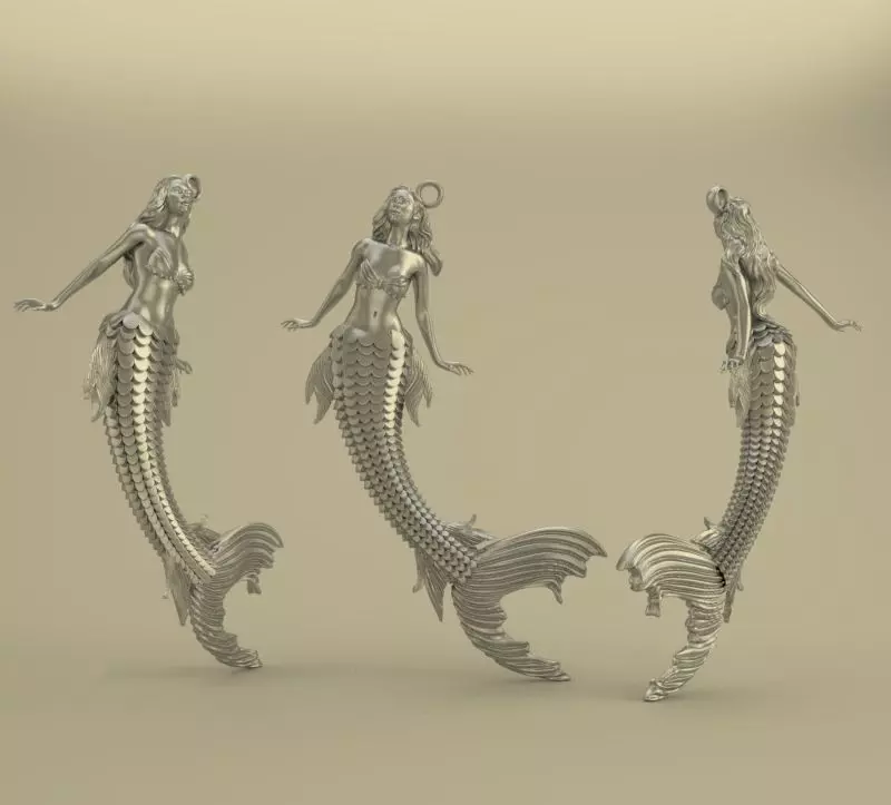 Mermaid01 gold mermaid pendant 3D print model