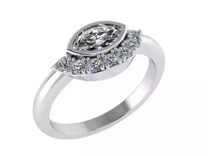 Marquise Half Halo Diamond Ring 1039