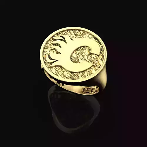 Calgary Flames signet ring fan jewelry hockey nhl 3D print model