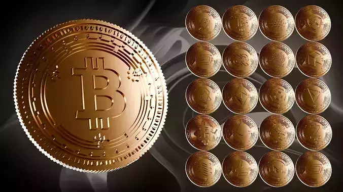 Cryptocurrency Coin Collection Low-poly 3D model