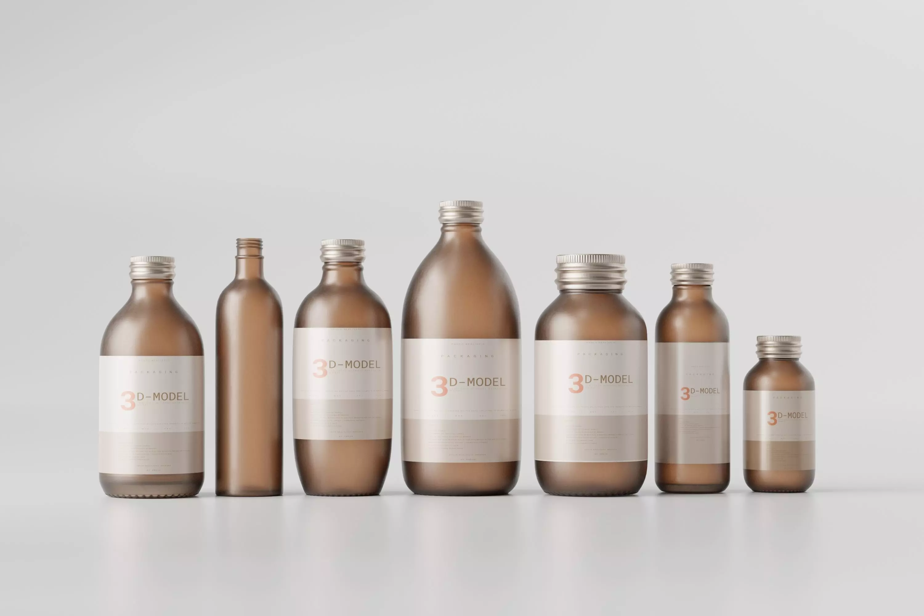 Bottle Collection mockup Low-poly 3D model