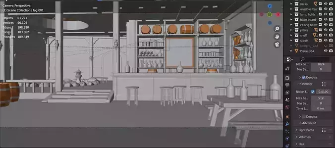 tavern low poly interior of bar