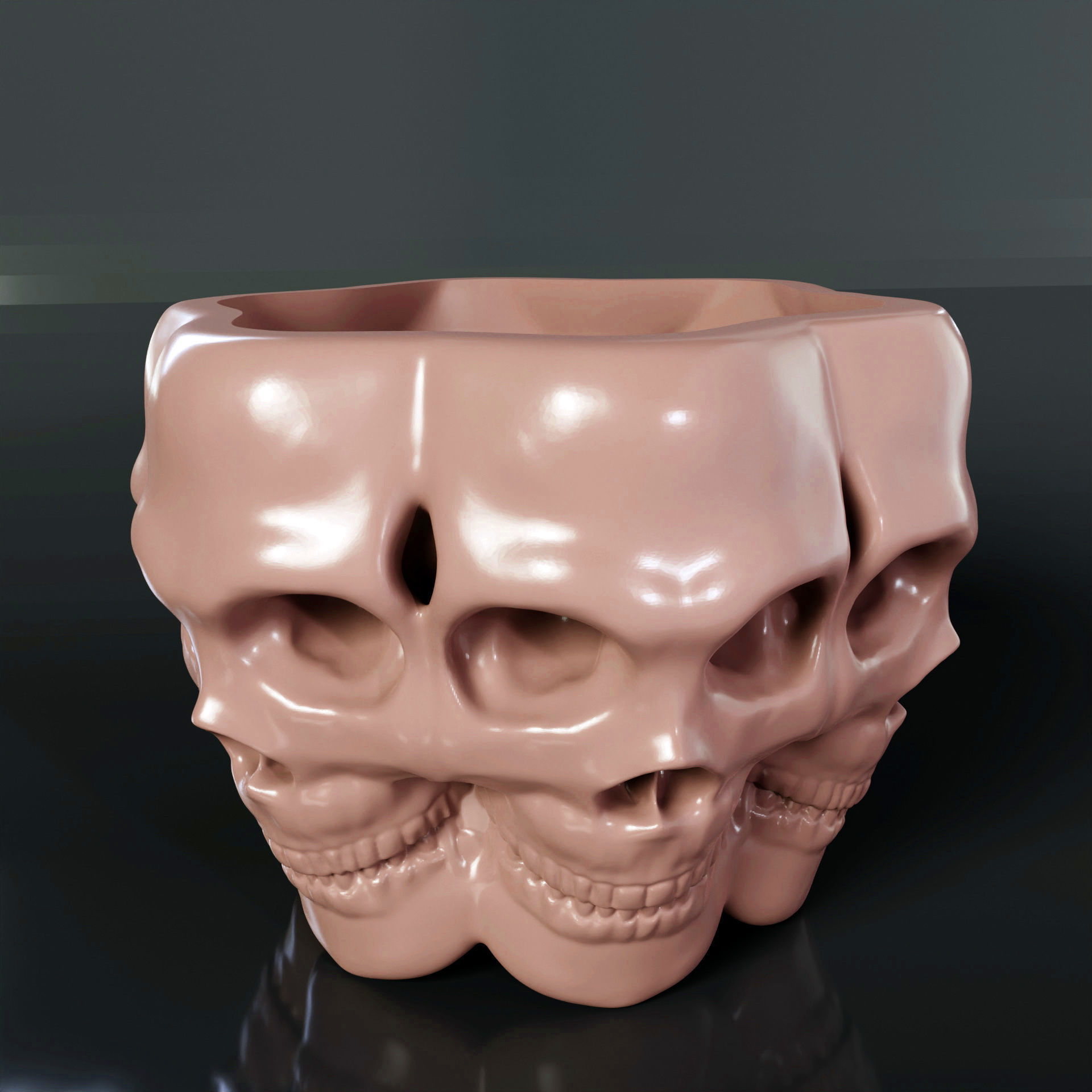 Skulls Vase - planter pot 3D print model_5