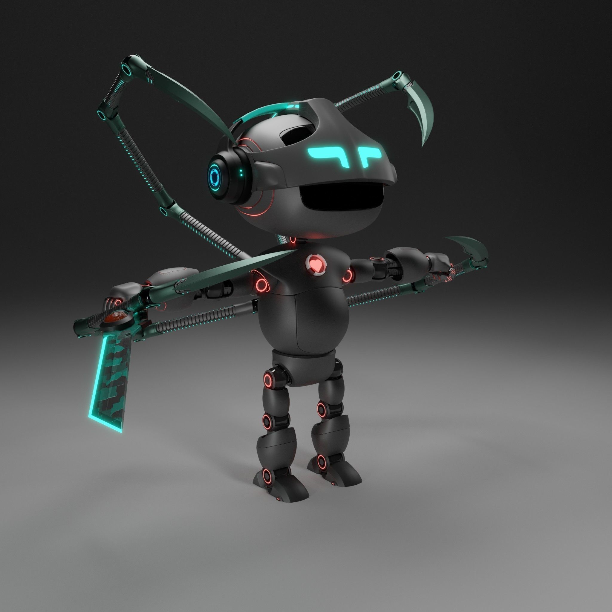 Cute Short Robot V2 3D model_6