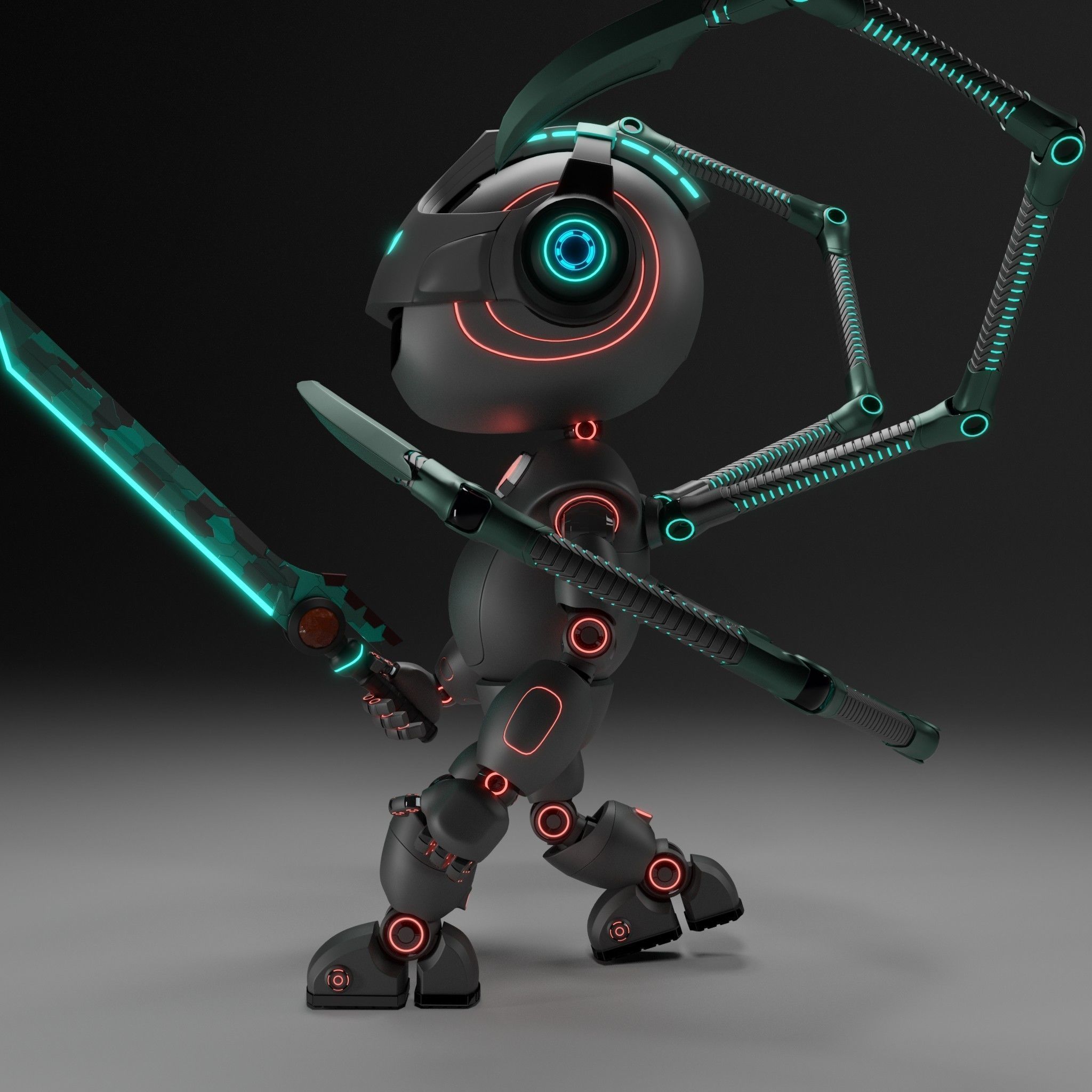 Cute Short Robot V2 3D model_3