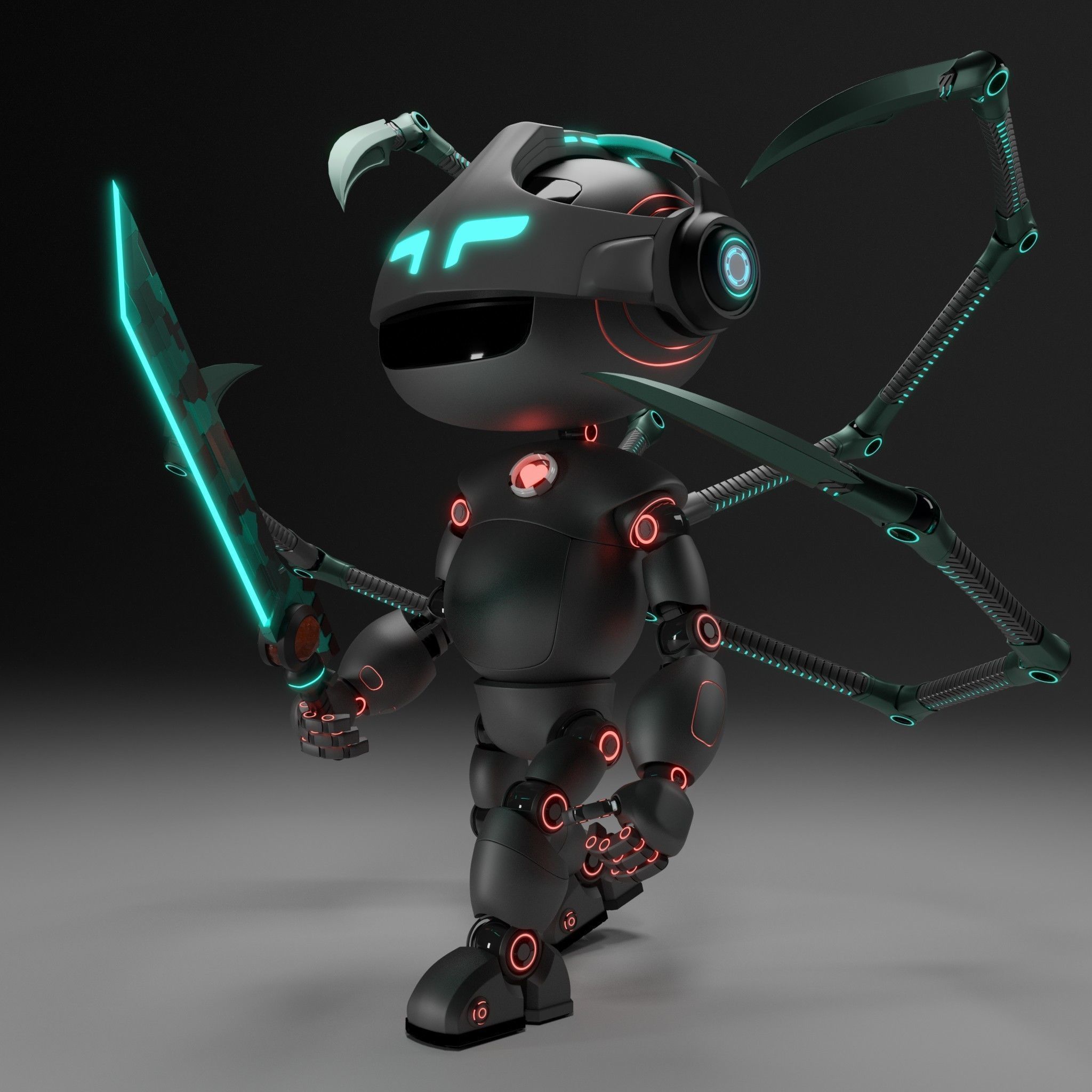 Cute Short Robot V2 3D model_2