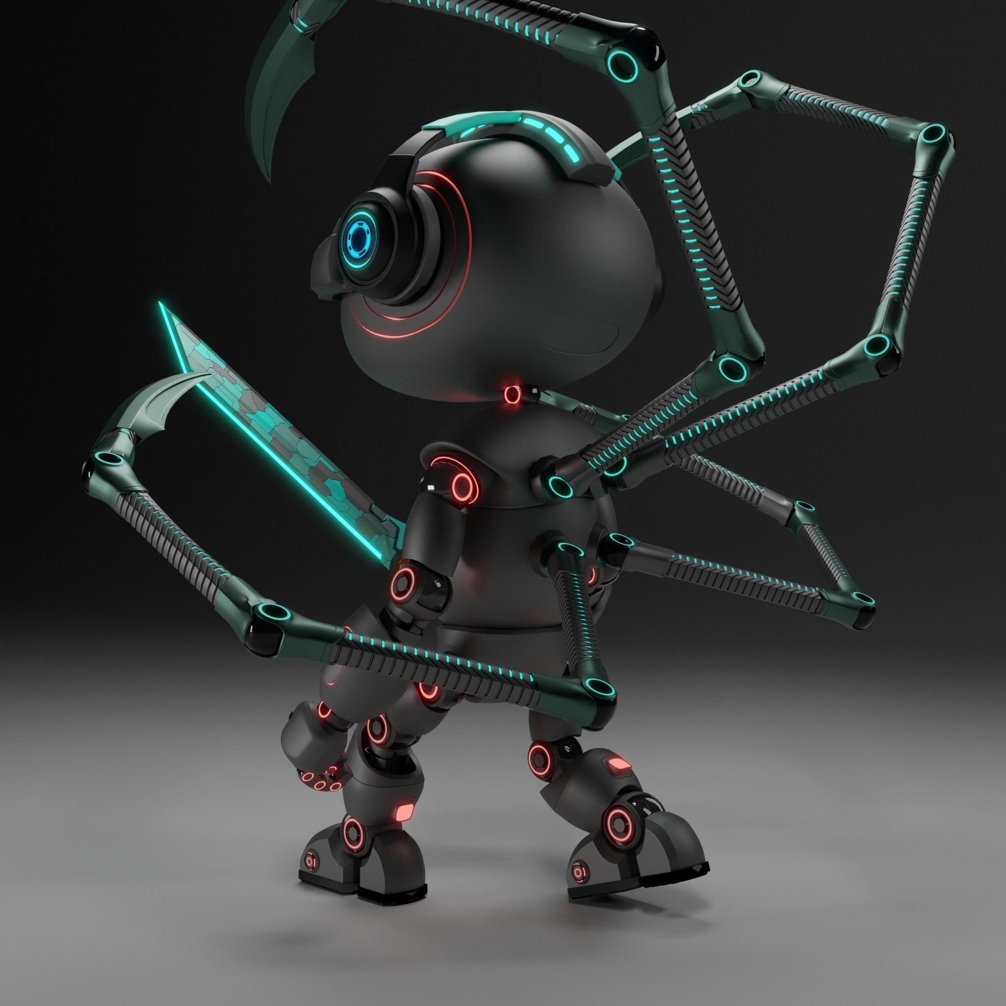 Cute Short Robot V2 3D model_4