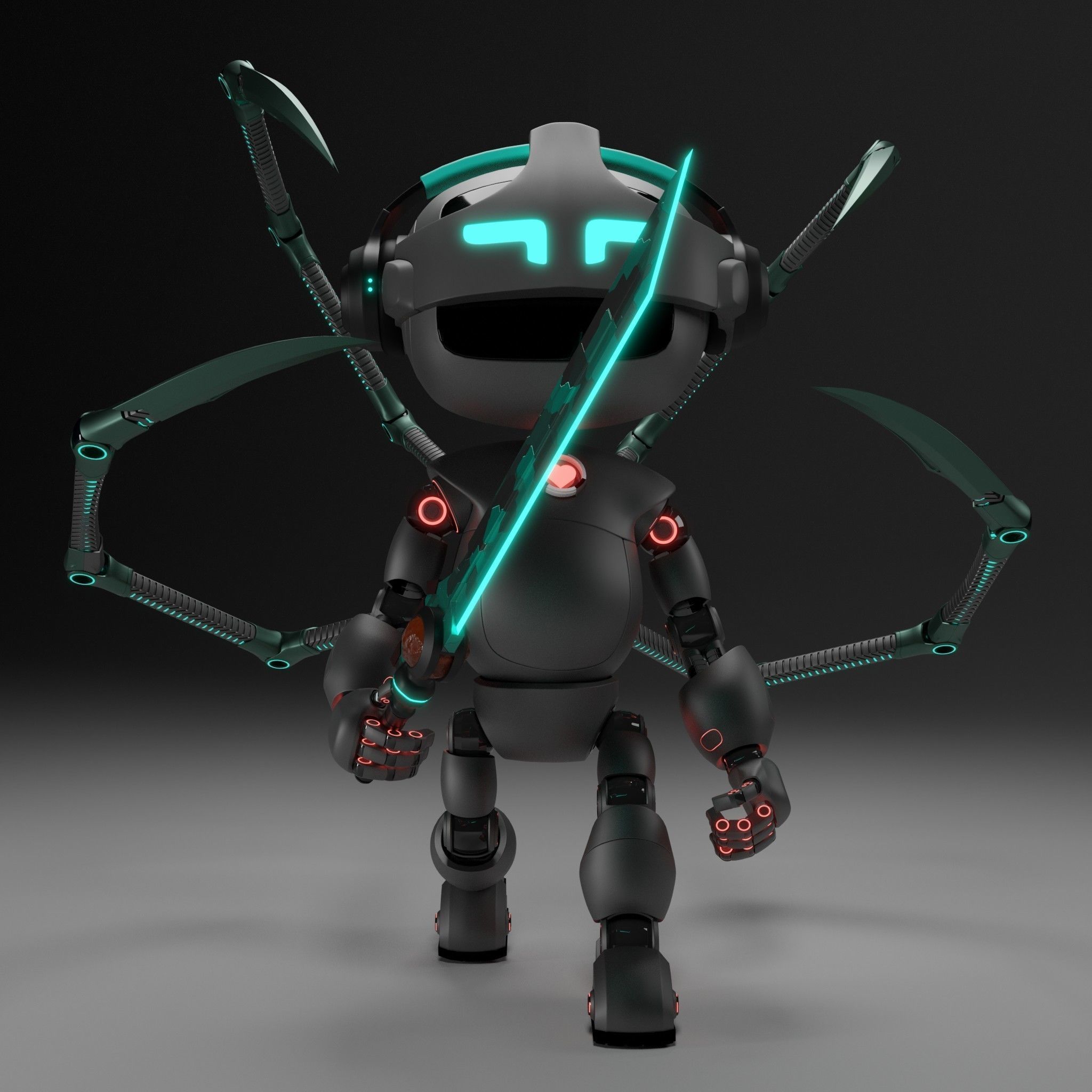 Cute Short Robot V2 3D model_15
