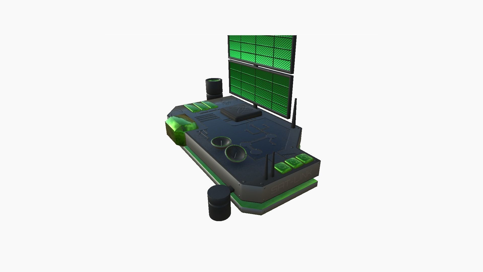 Satellite B01 Black Green - SciFi Space Design Low-poly 3D model_4