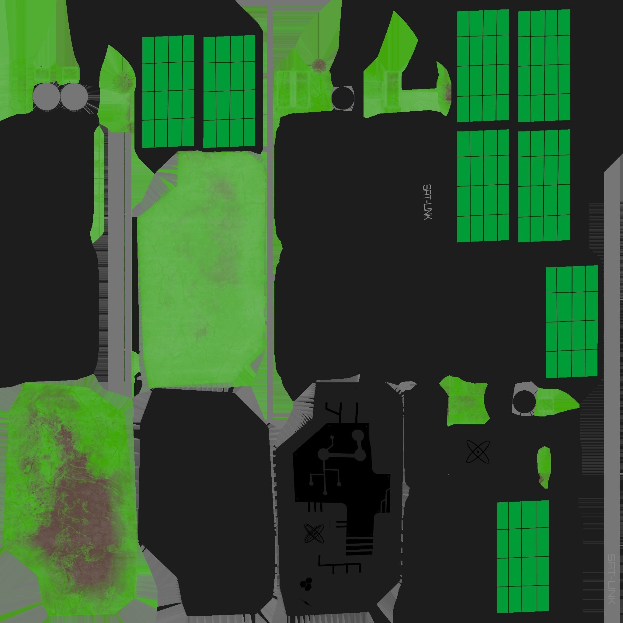 Satellite B01 Black Green - SciFi Space Design Low-poly 3D model_19