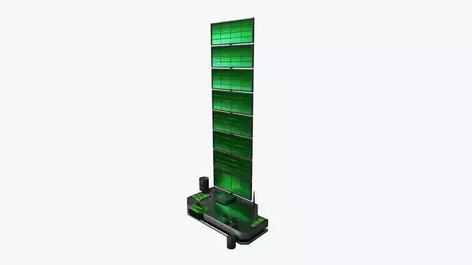 Satellite B01 Black Green - SciFi Space Design Low-poly 3D model
