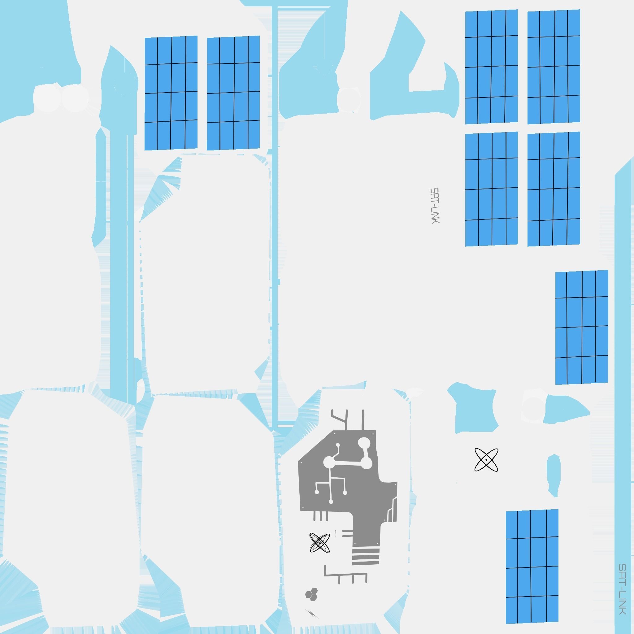 Satellite B03 White Blue - SciFi Space Design Low-poly 3D model_19