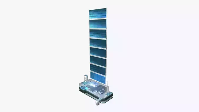 Satellite B03 White Blue - SciFi Space Design Low-poly 3D model