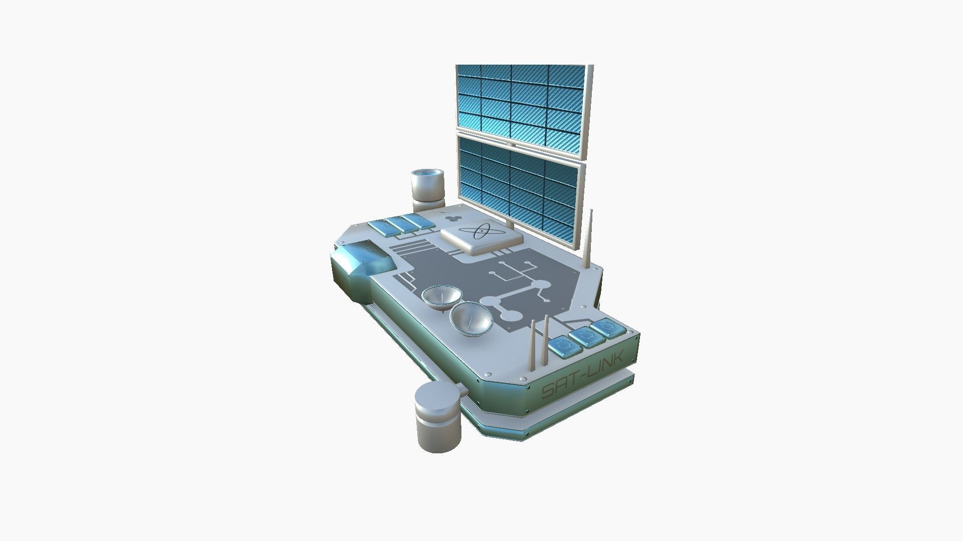 Satellite B03 White Blue - SciFi Space Design Low-poly 3D model_4