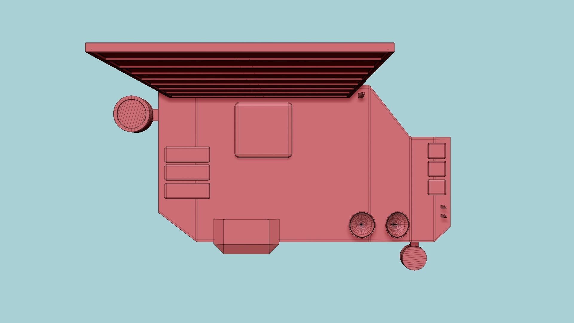 Satellite B04 Steel Red - SciFi Space Design Low-poly 3D model_17