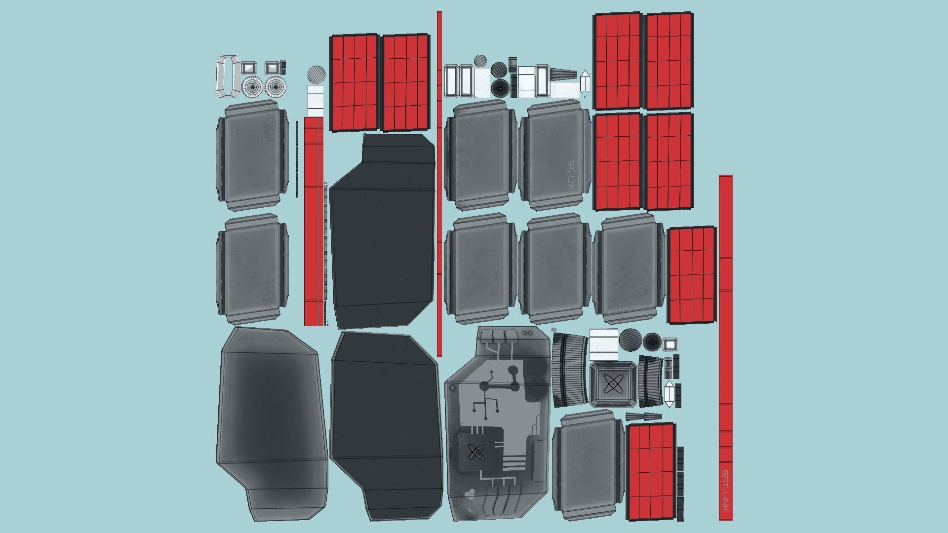 Satellite B04 Steel Red - SciFi Space Design Low-poly 3D model_5