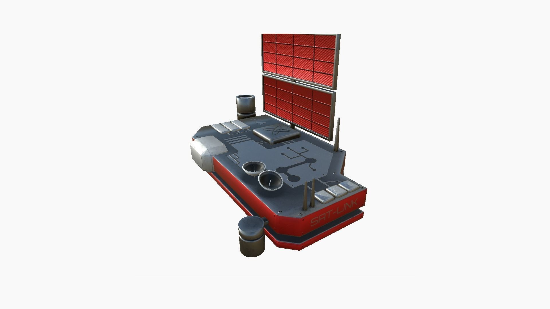 Satellite B04 Steel Red - SciFi Space Design Low-poly 3D model_4