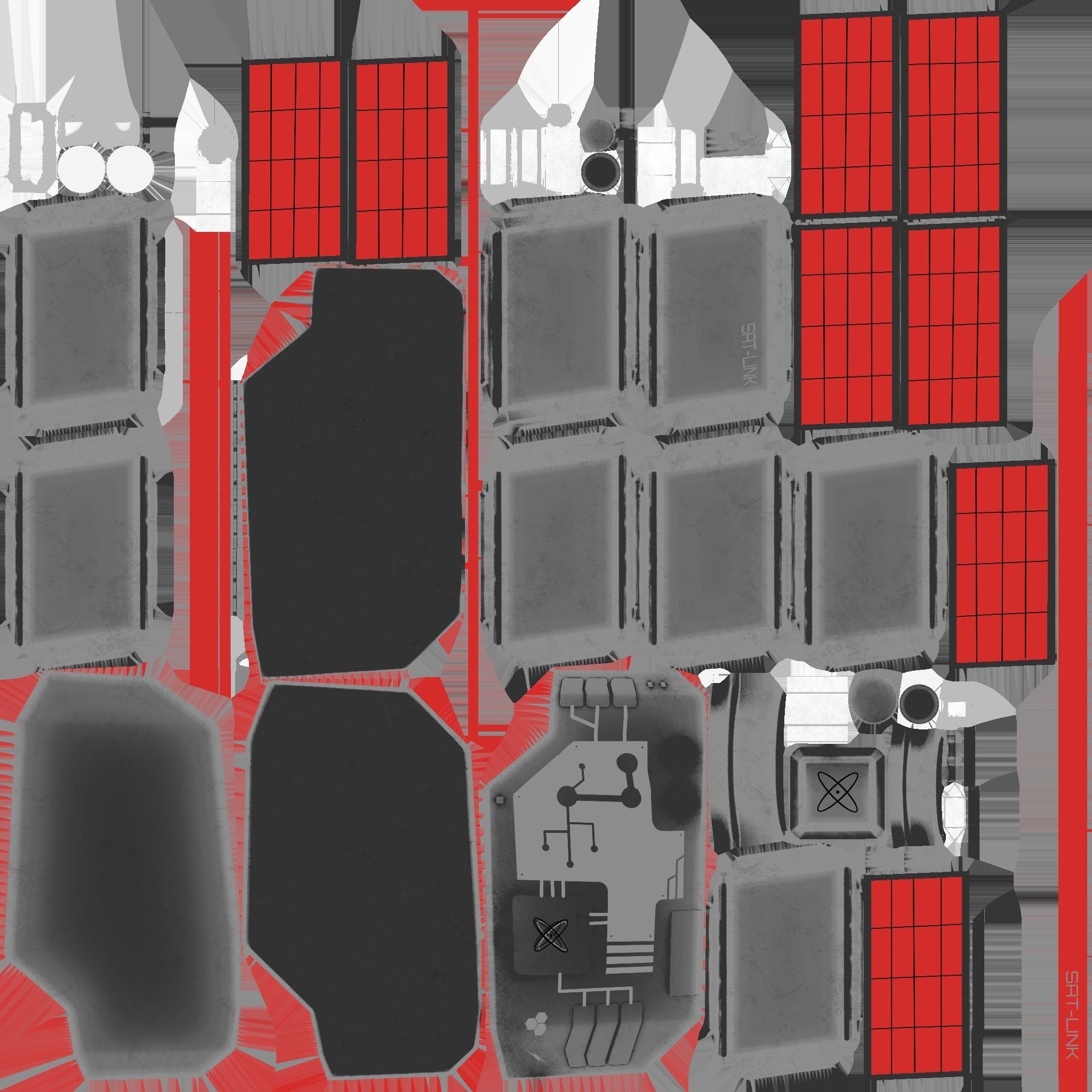 Satellite B04 Steel Red - SciFi Space Design Low-poly 3D model_19