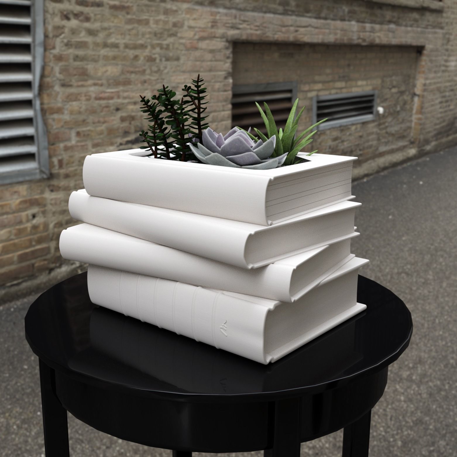 Books pot planter 3D print model_2