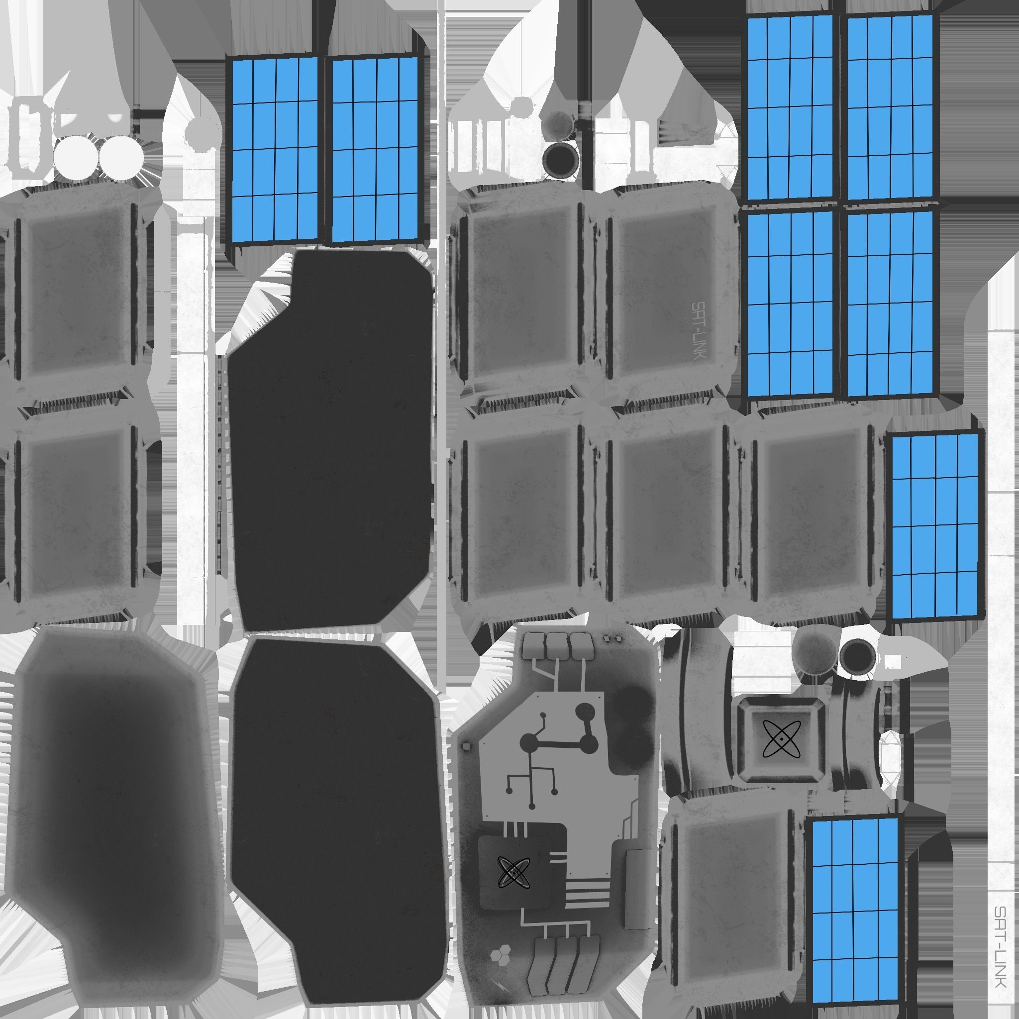 Satellite B05 Steel Blue - SciFi Space Design Low-poly 3D model_19