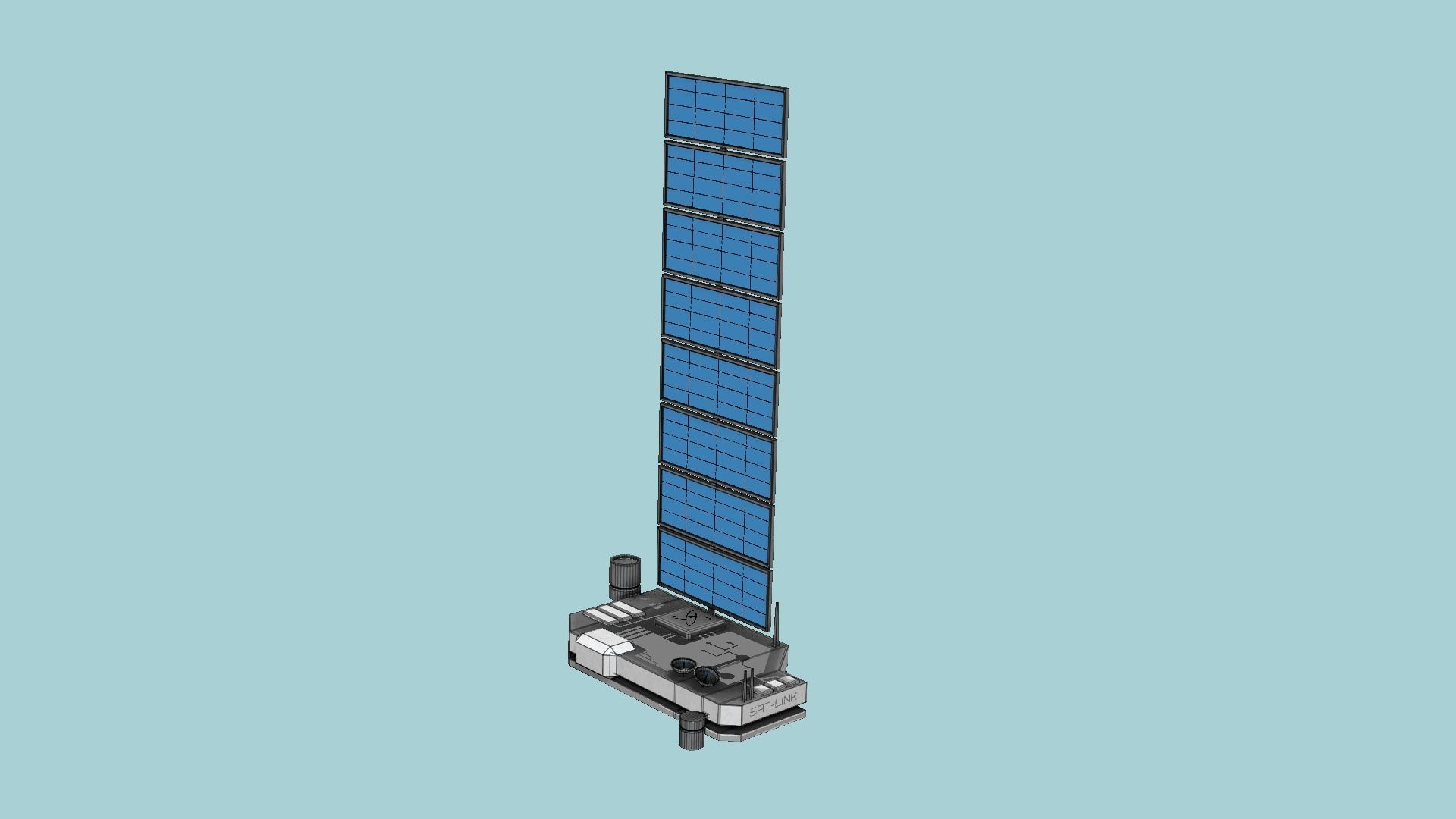 Satellite B05 Steel Blue - SciFi Space Design Low-poly 3D model_6