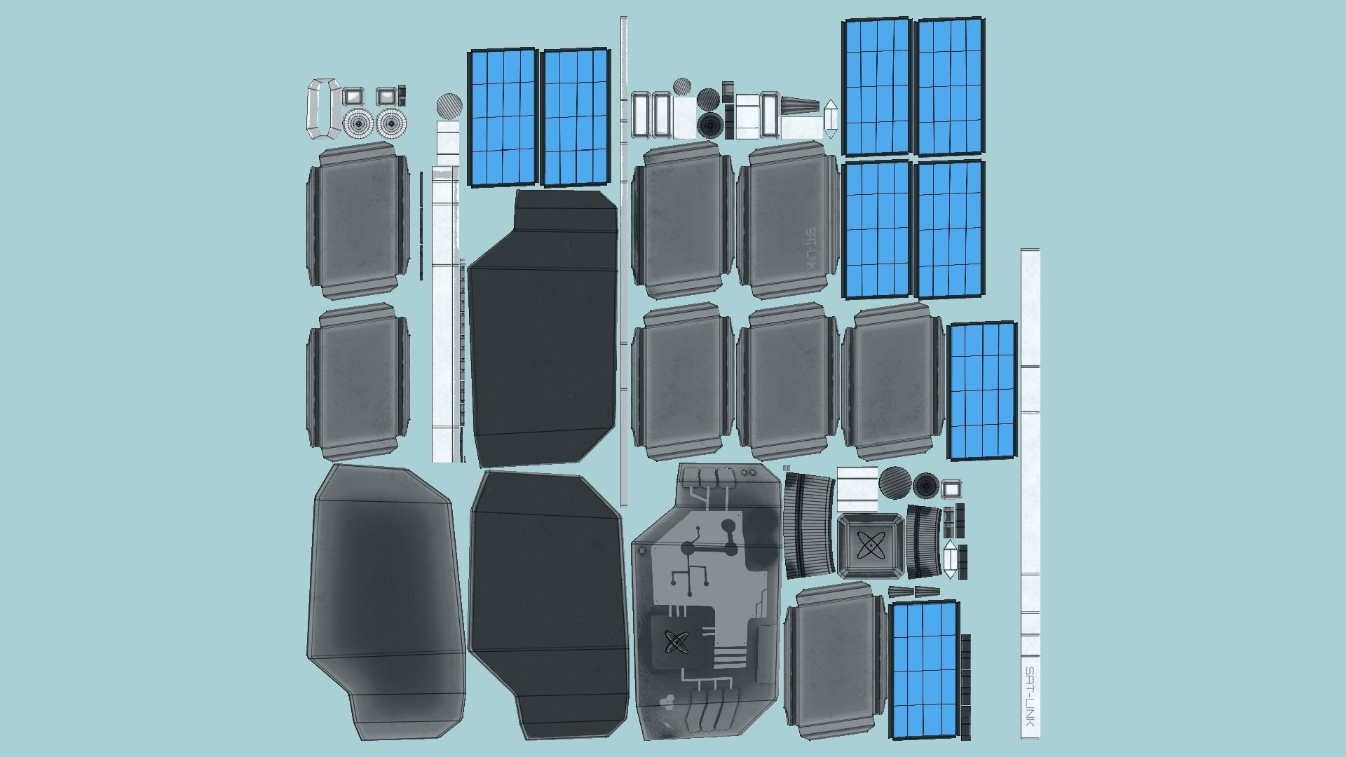 Satellite B05 Steel Blue - SciFi Space Design Low-poly 3D model_5