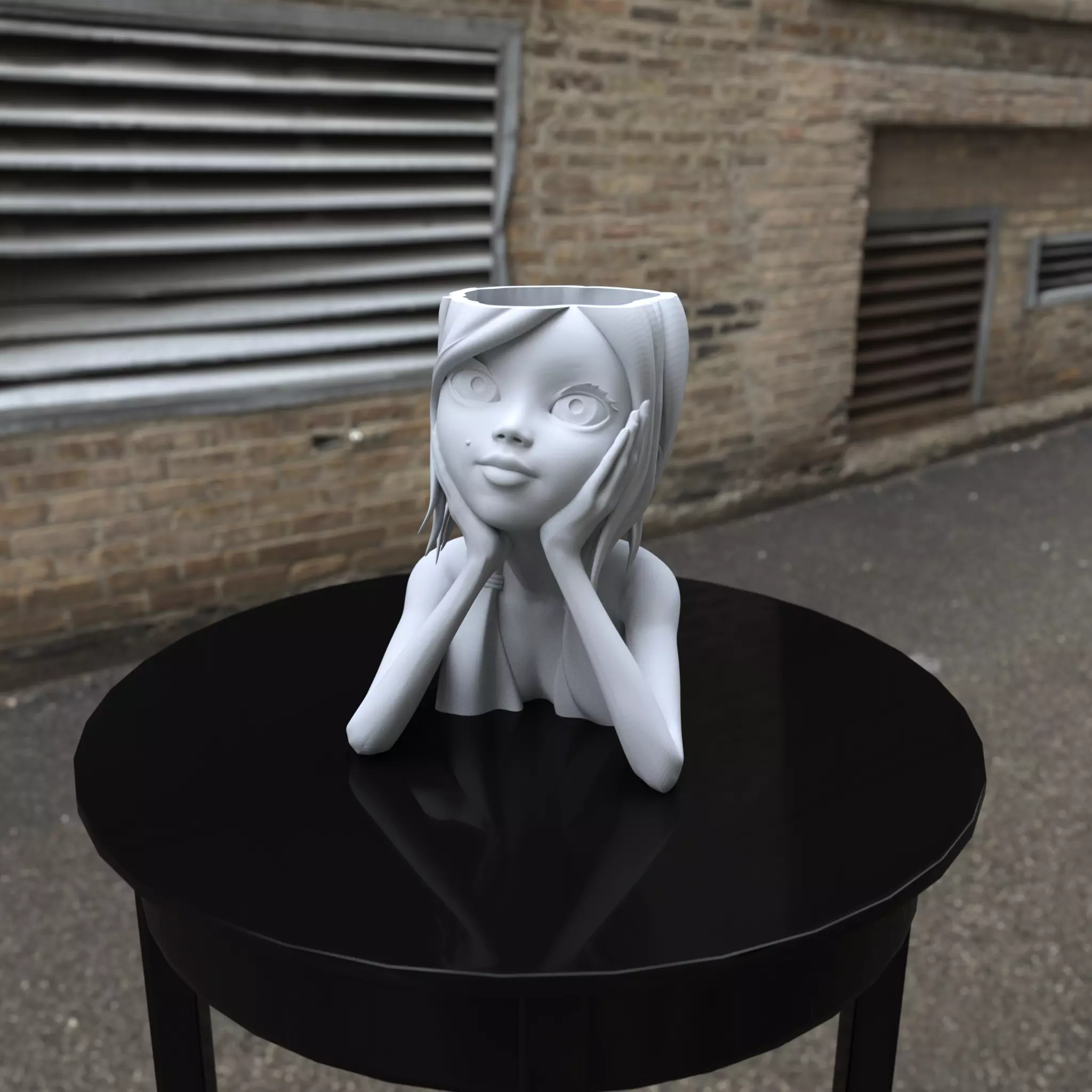Dream girl face Flower Pot - Head Planter 3D print model_0