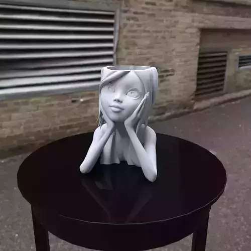 Dream girl face Flower Pot - Head Planter 3D print model