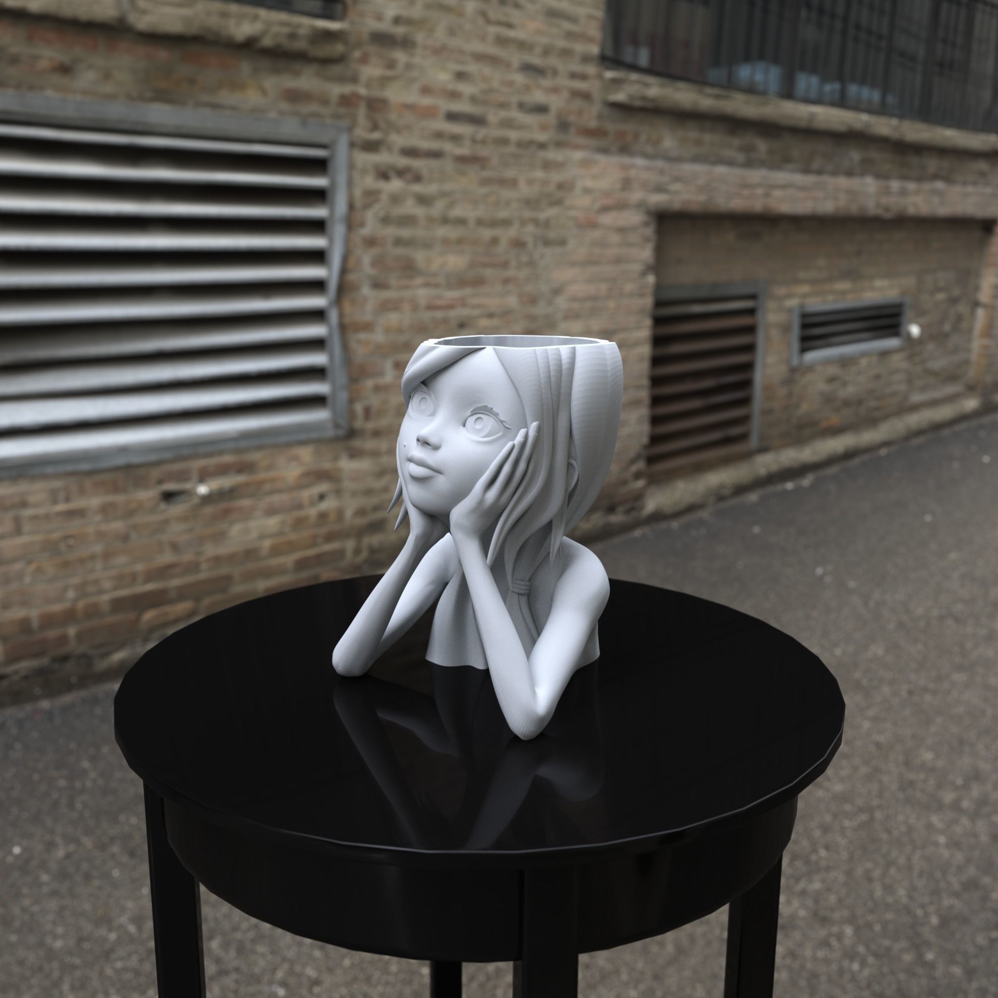 Dream girl face Flower Pot - Head Planter 3D print model_2