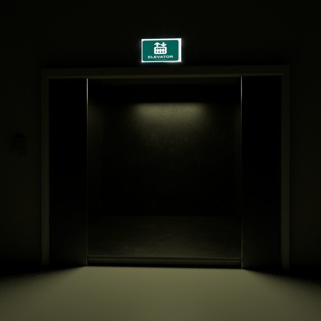 Elevator sign Low-poly 3D model_7