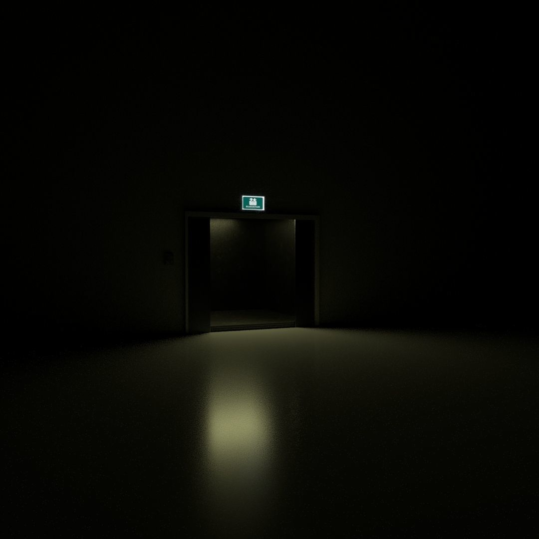 Elevator sign Low-poly 3D model_1