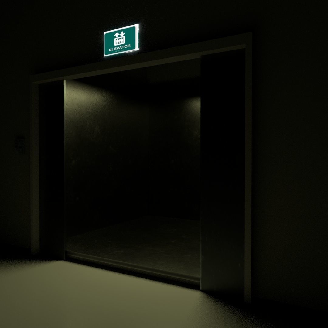 Elevator sign Low-poly 3D model_6