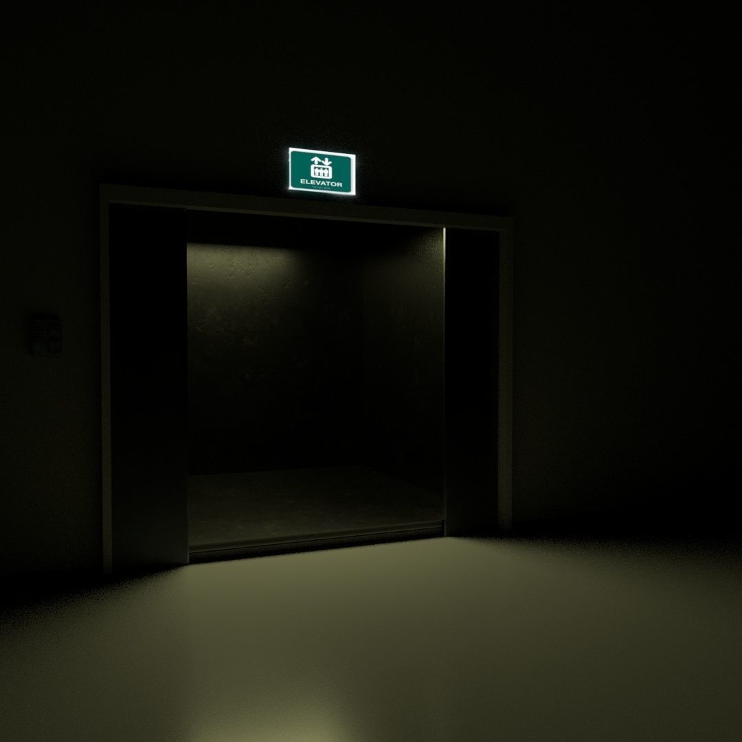 Elevator sign Low-poly 3D model_3