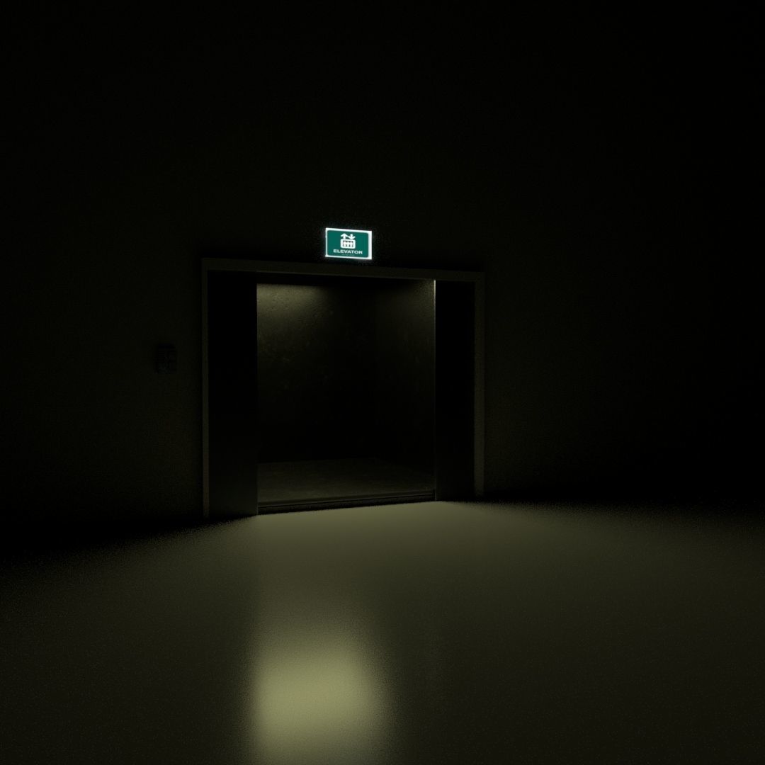 Elevator sign Low-poly 3D model_2
