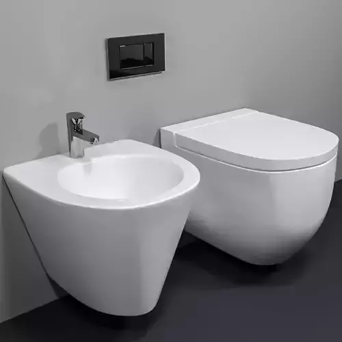 Wall-Hung Toilet and Bidet-LAUFEN 3D model