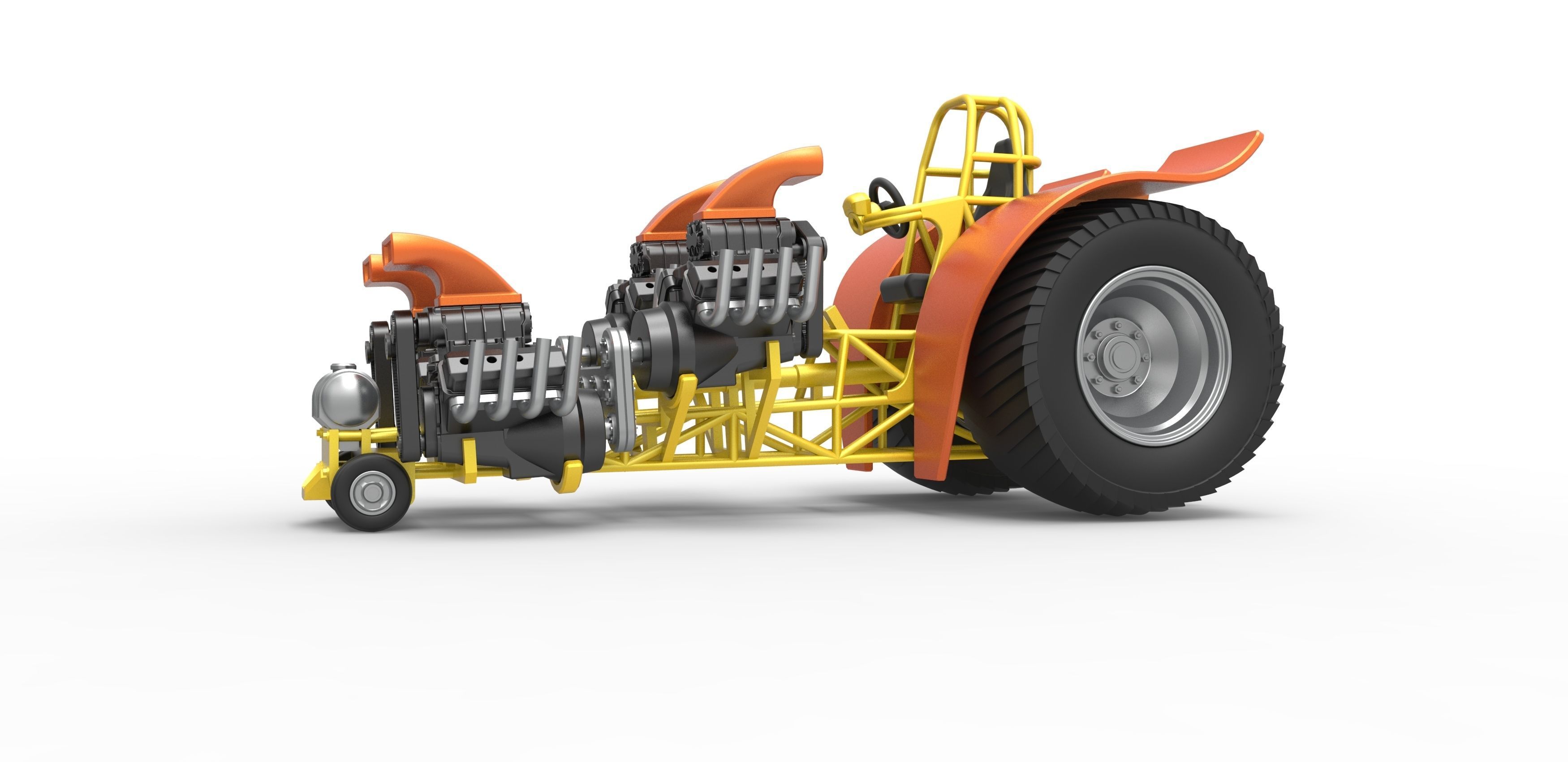 Pulling tractor 4 engines V8 Version 3 Scale 1 to 25 3D print model_3