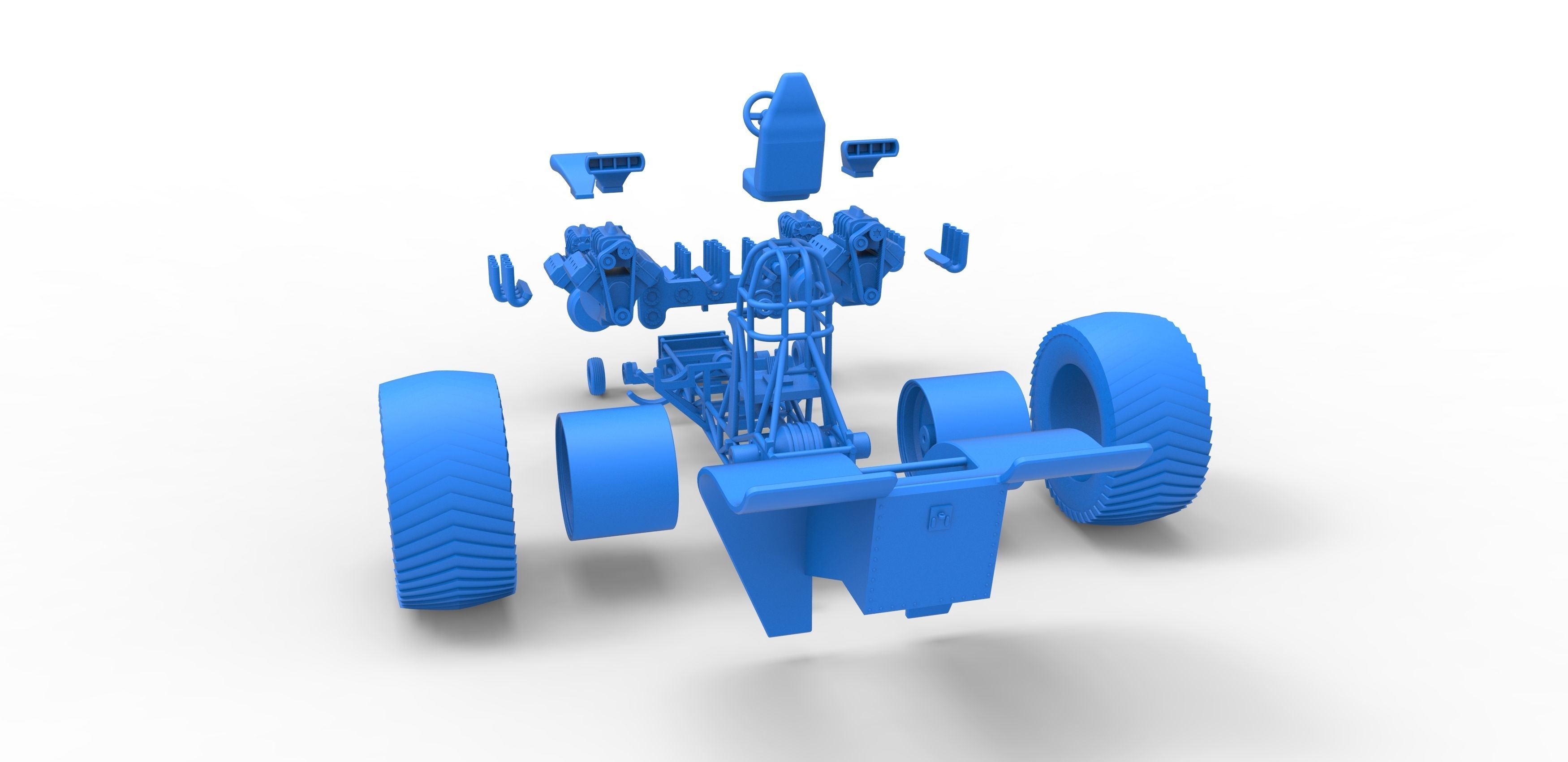 Pulling tractor 4 engines V8 Version 3 Scale 1 to 25 3D print model_36