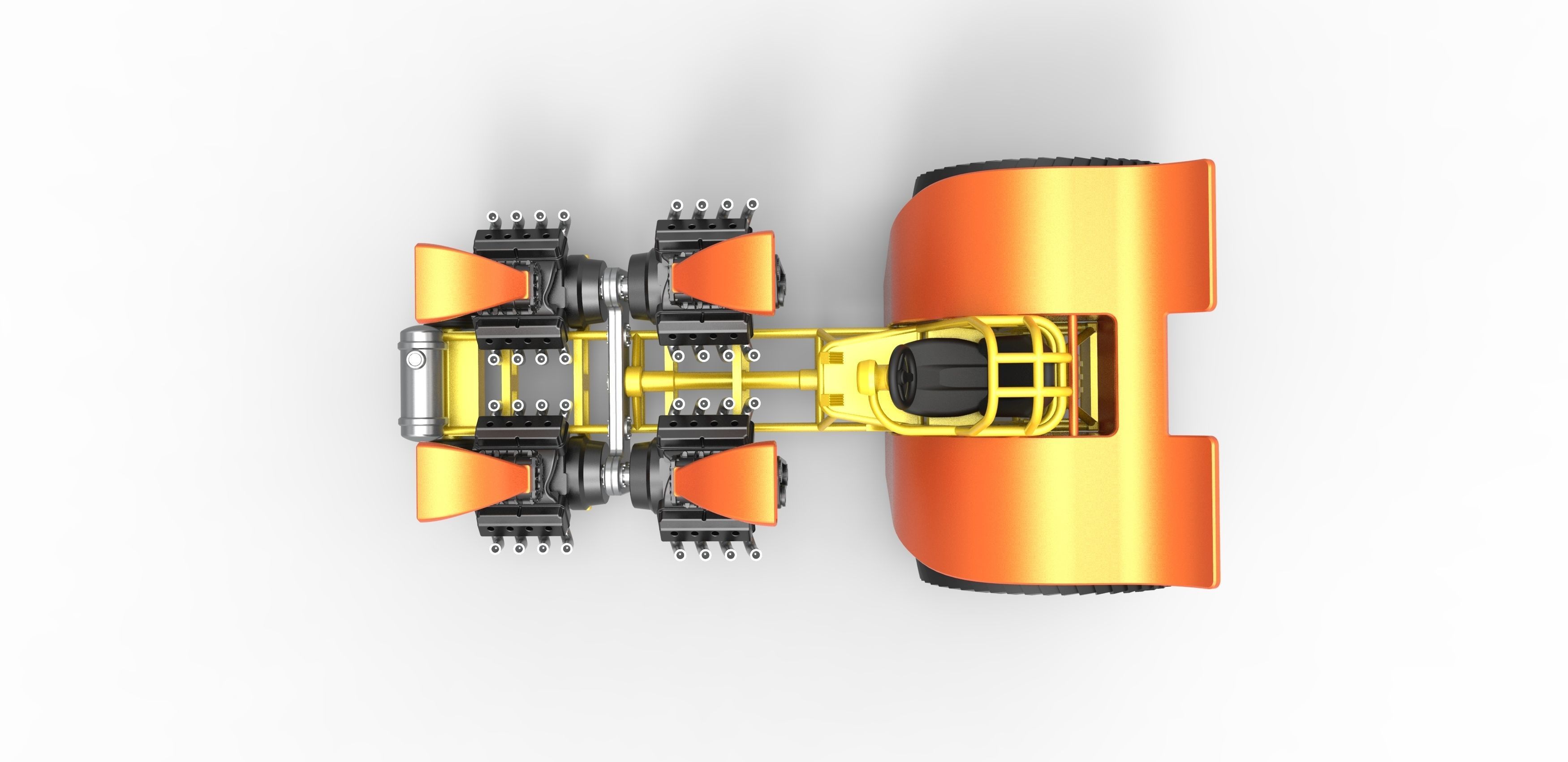 Pulling tractor 4 engines V8 Version 3 Scale 1 to 25 3D print model_10