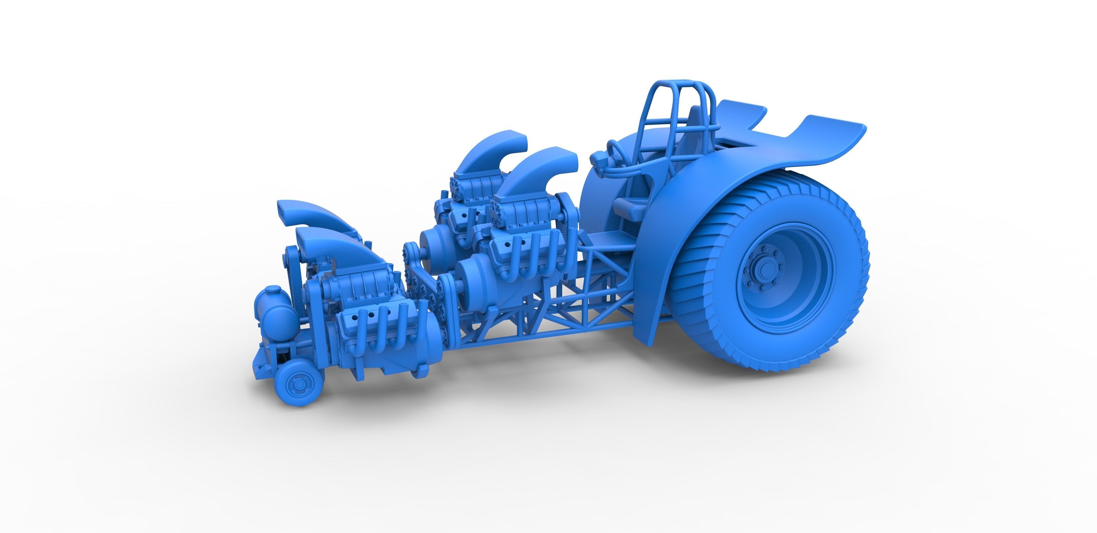 Pulling tractor 4 engines V8 Version 3 Scale 1 to 25 3D print model_15