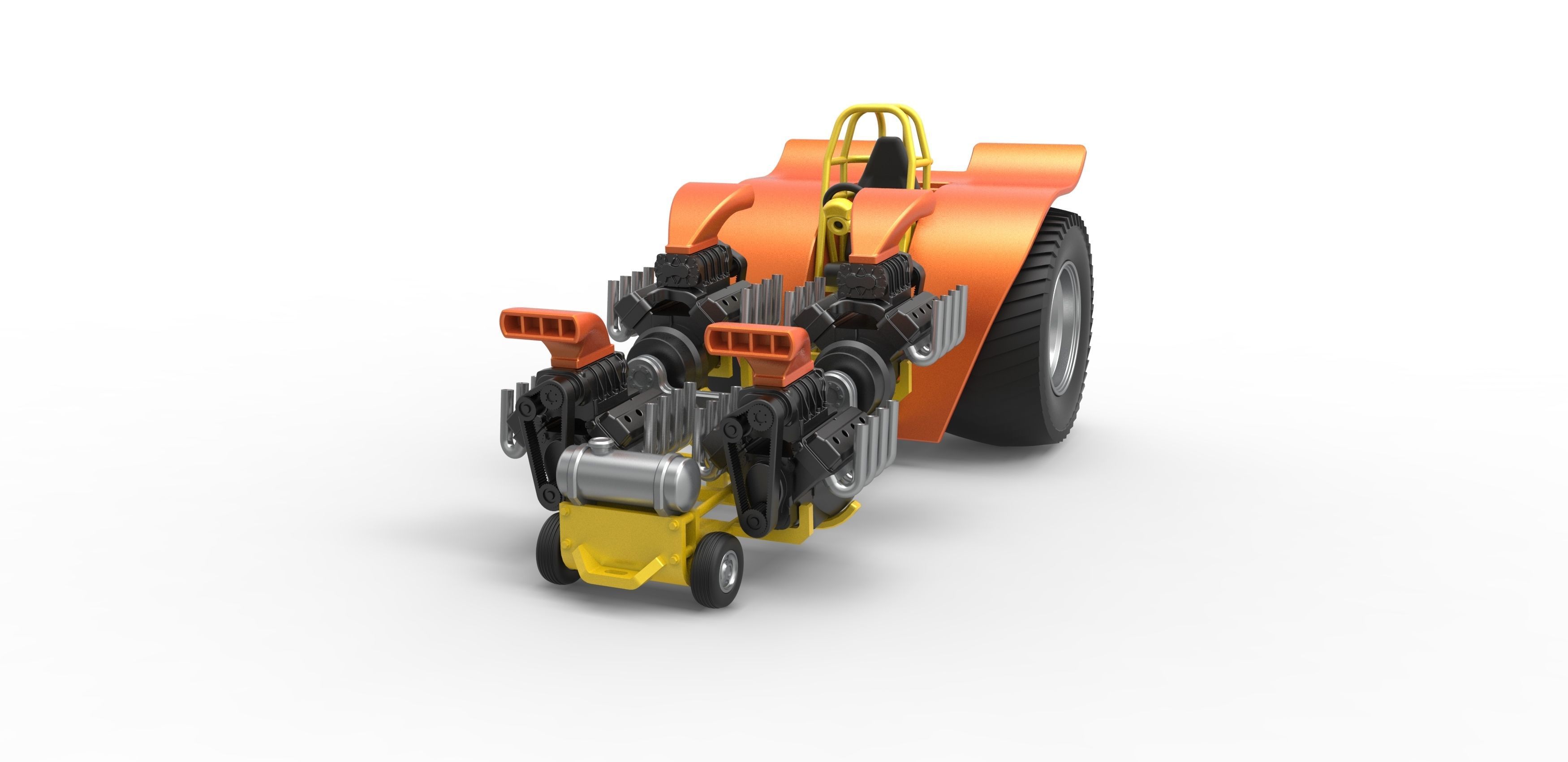Pulling tractor 4 engines V8 Version 3 Scale 1 to 25 3D print model_4