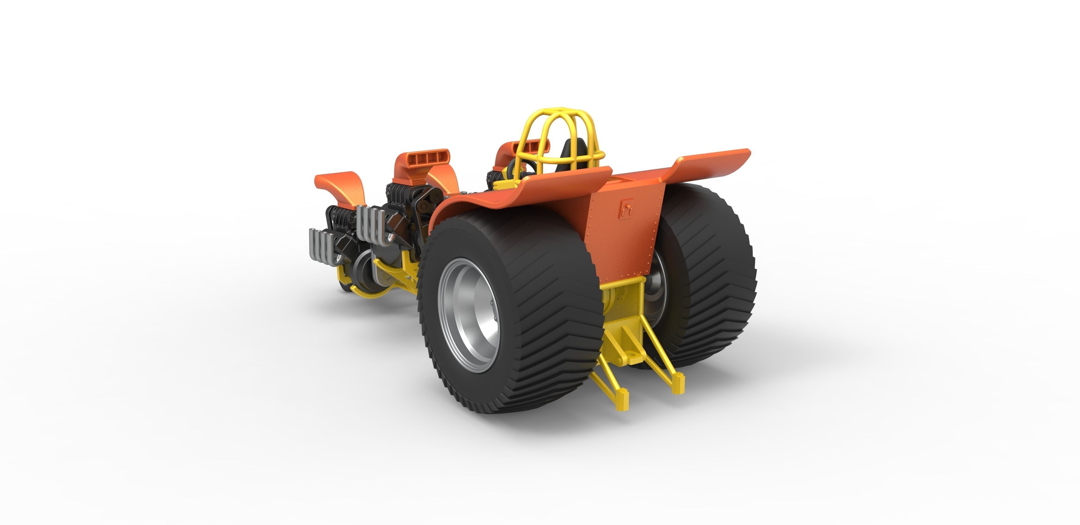 Pulling tractor 4 engines V8 Version 3 Scale 1 to 25 3D print model_12