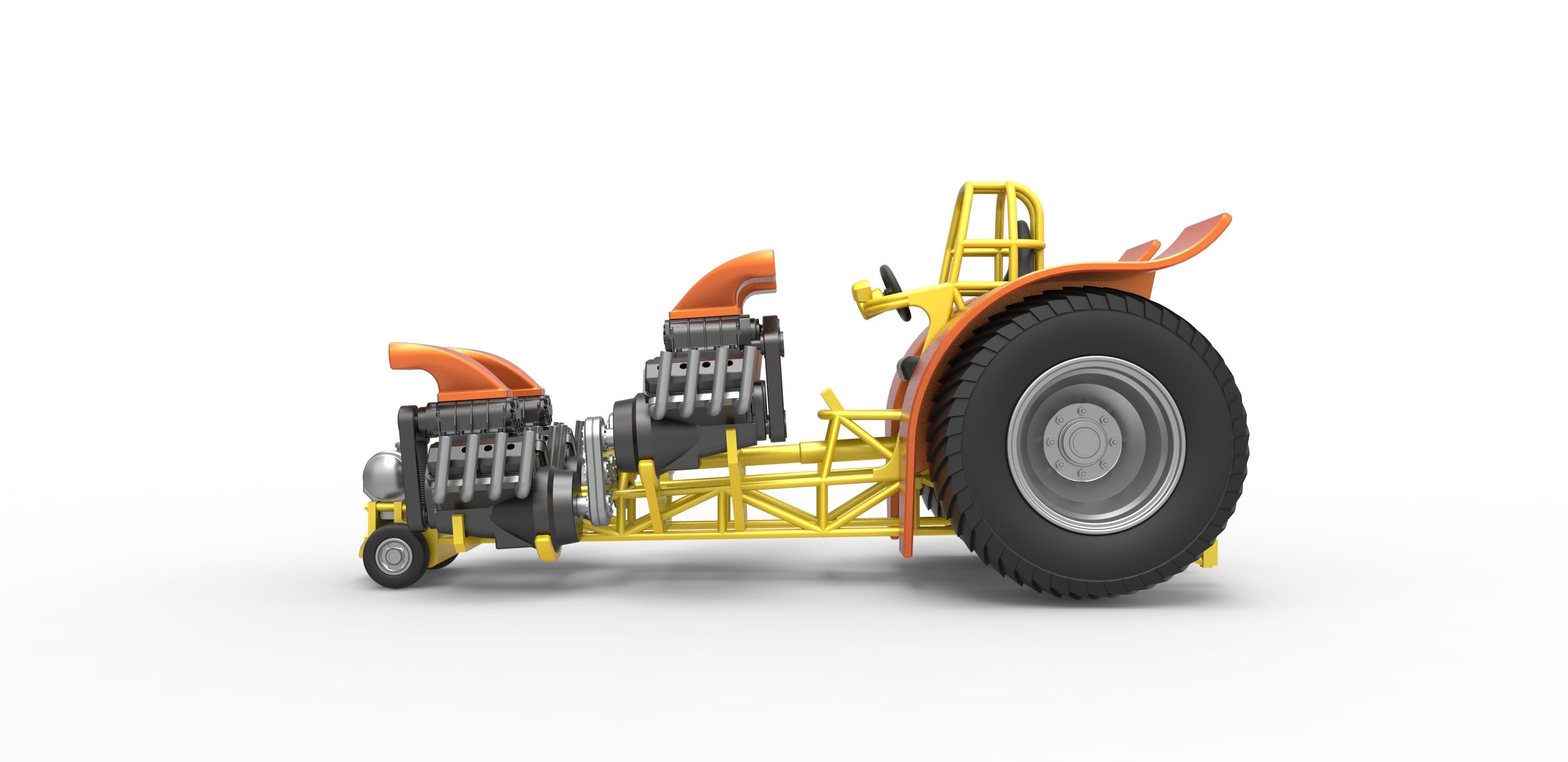 Pulling tractor 4 engines V8 Version 3 Scale 1 to 25 3D print model_8