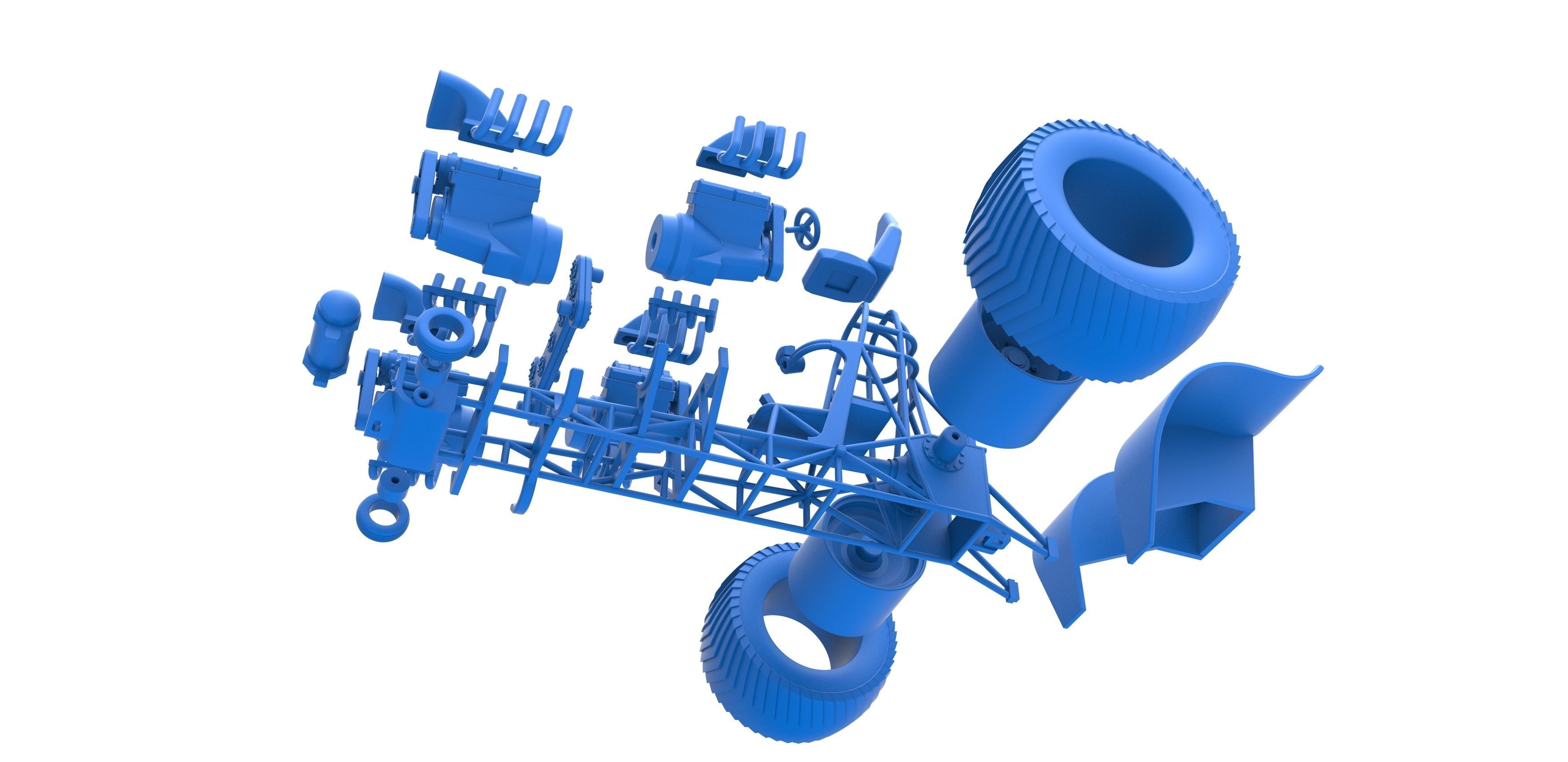 Pulling tractor 4 engines V8 Version 3 Scale 1 to 25 3D print model_31