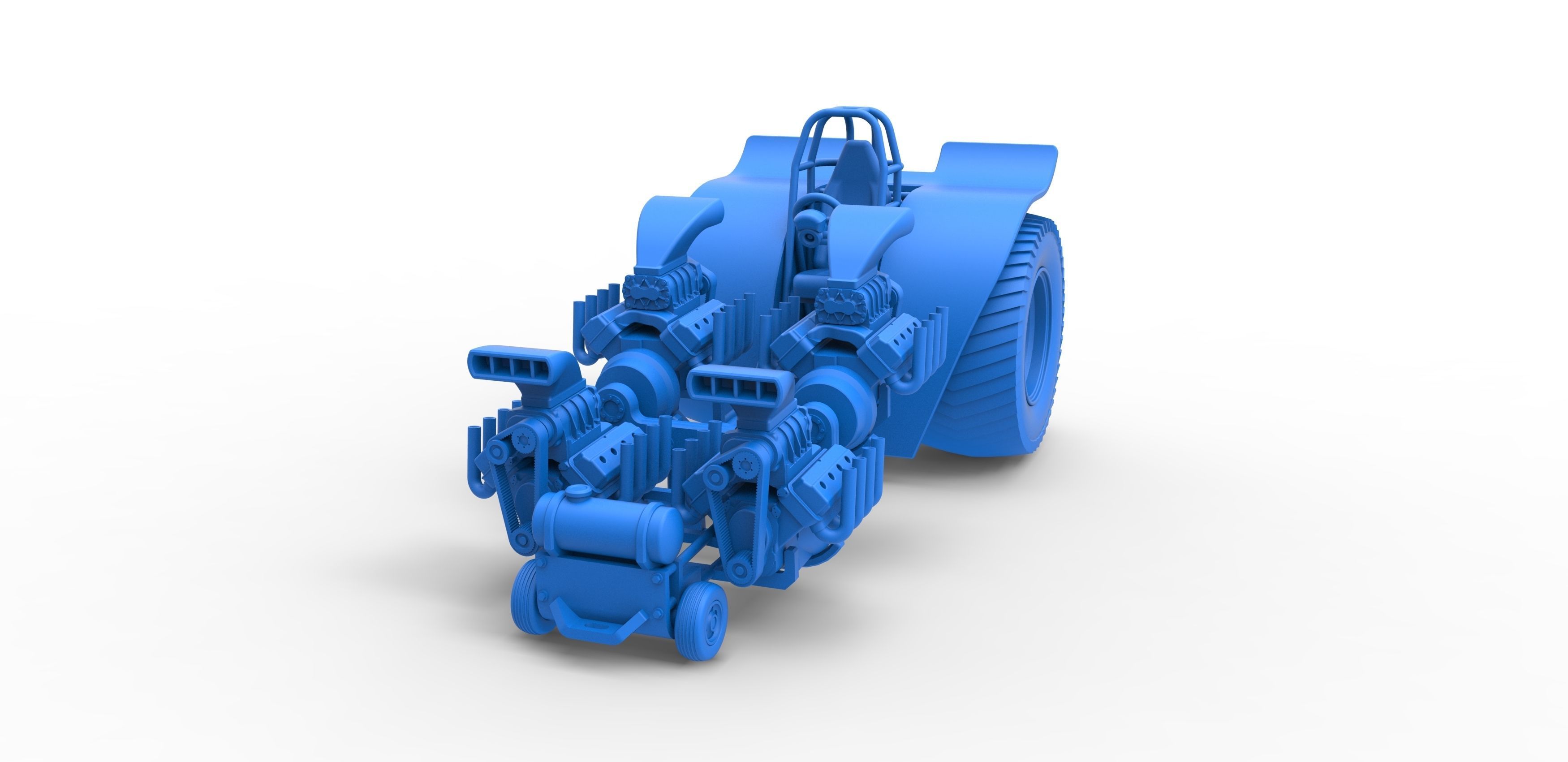 Pulling tractor 4 engines V8 Version 3 Scale 1 to 25 3D print model_18
