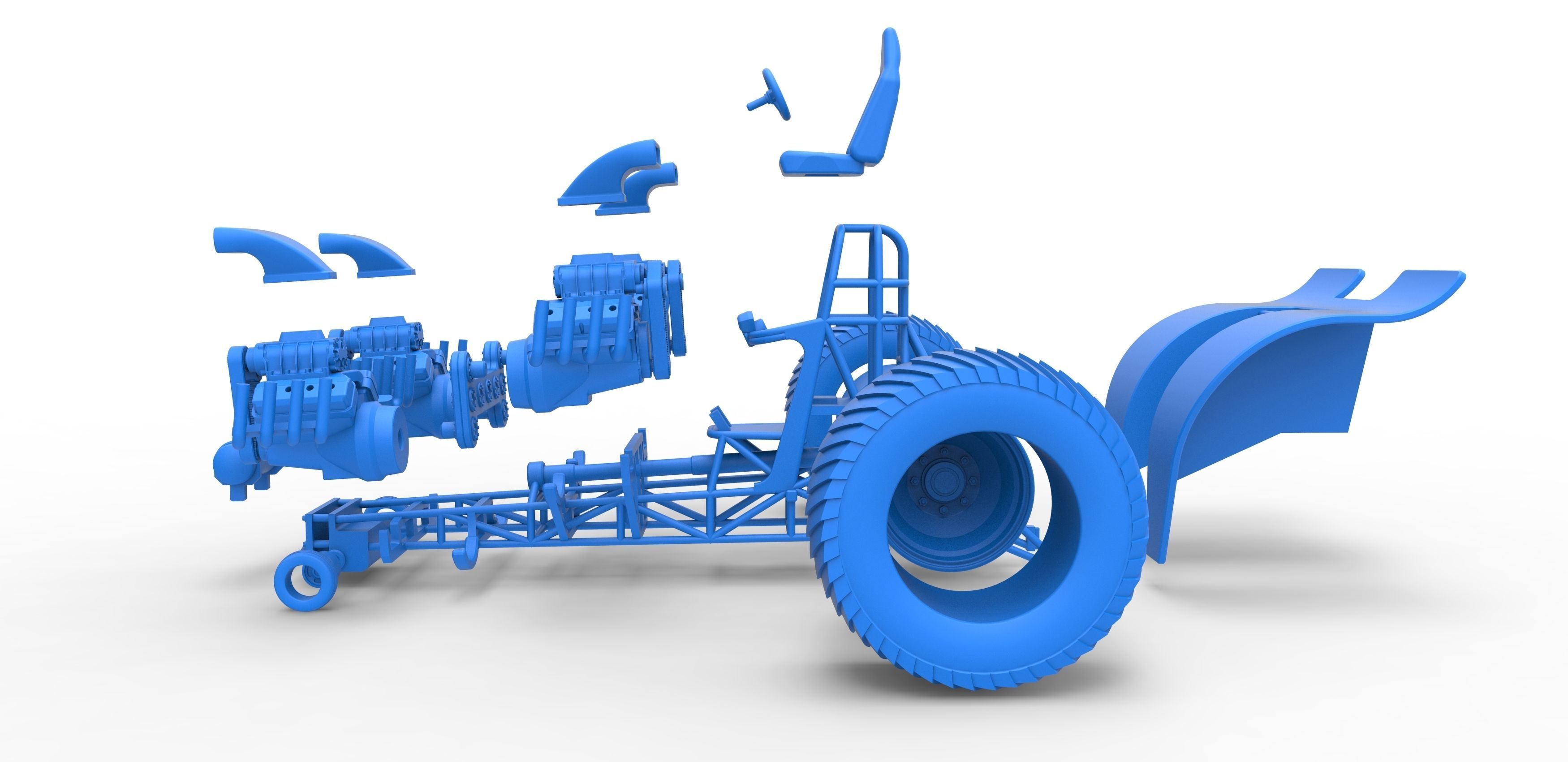 Pulling tractor 4 engines V8 Version 3 Scale 1 to 25 3D print model_33