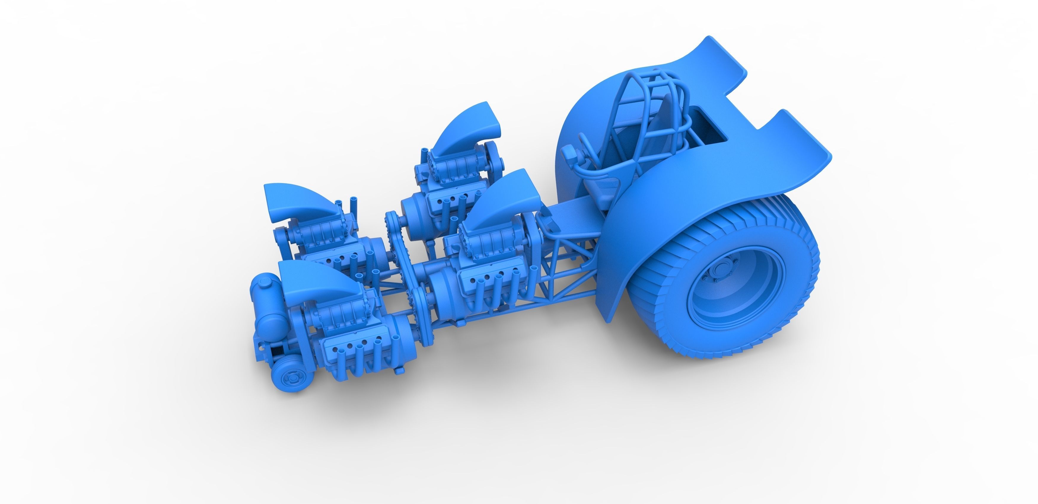 Pulling tractor 4 engines V8 Version 3 Scale 1 to 25 3D print model_16