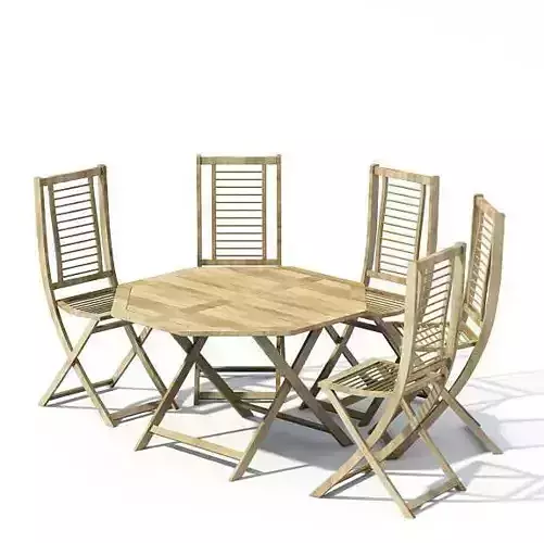 Wooden Dining Set With A Table And Five Chairs
