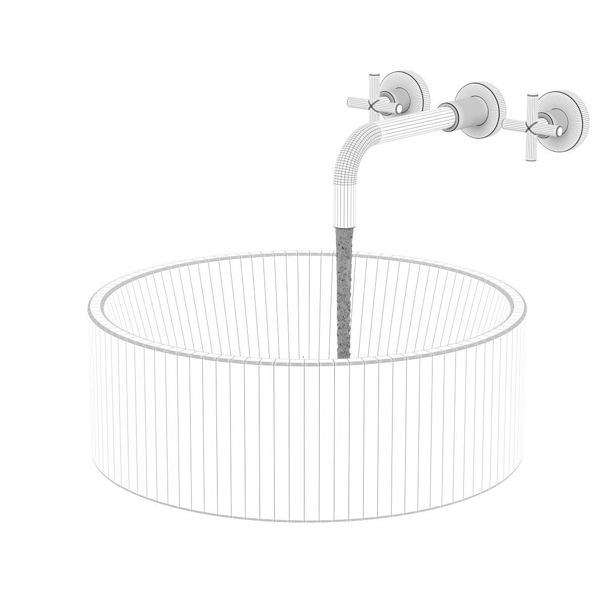 Kale gray round sink 3D model_5