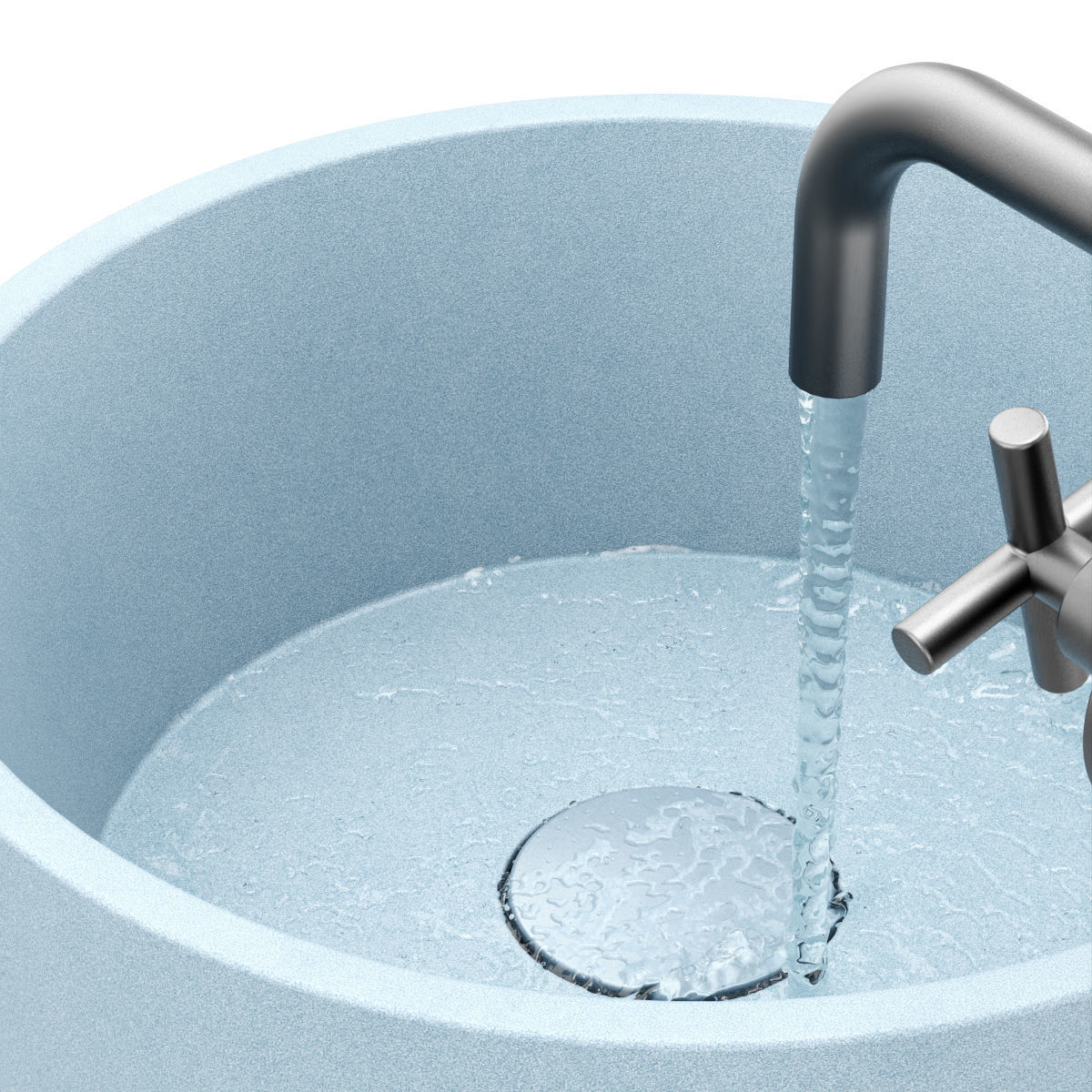 Kale gray round sink 3D model_4